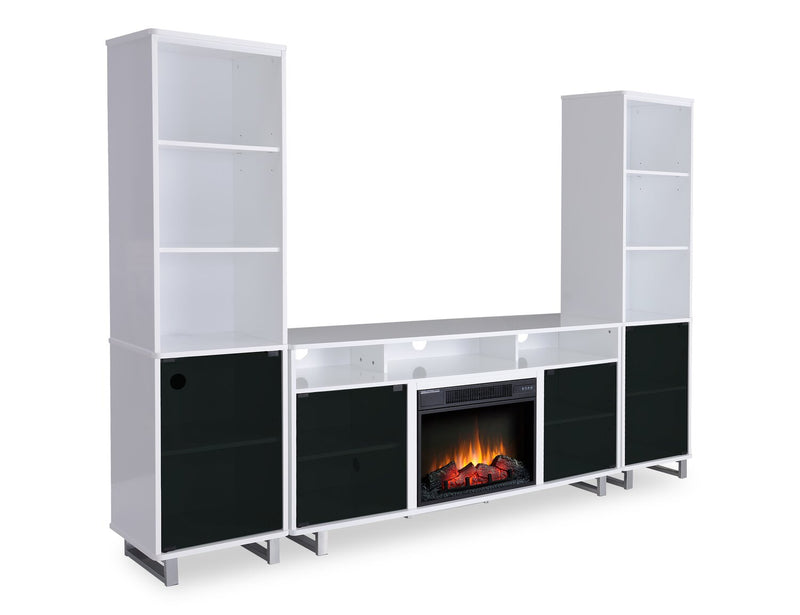Ignatius Modern 3-Piece Entertainment Centre with Electric Fireplace and Storage for TVs up to 70\"- White