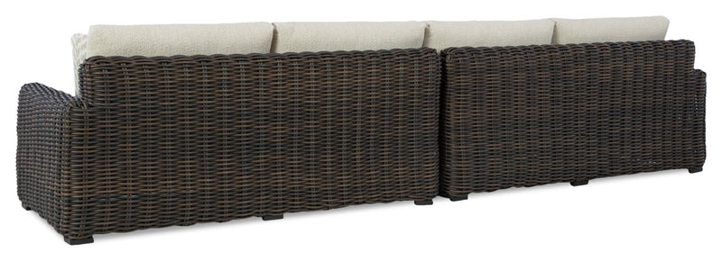 Halifax 2-Piece Outdoor Patio Set with Right & Left Facing Loveseats, UV & Weather Resistant - Beige/Brown