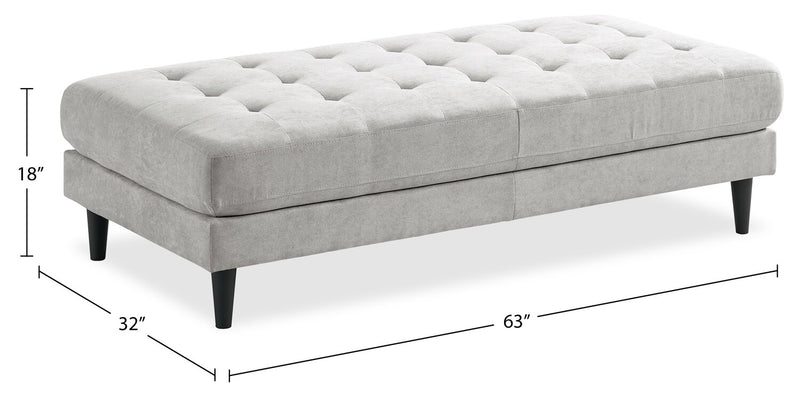 Metro 63\" Fabric Ottoman with Tufted Cushion - Neutral