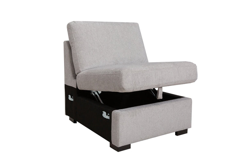 Vault 3-Piece Left-Facing Sectional with Storage Chaise and Two Storage Chairs - Grey