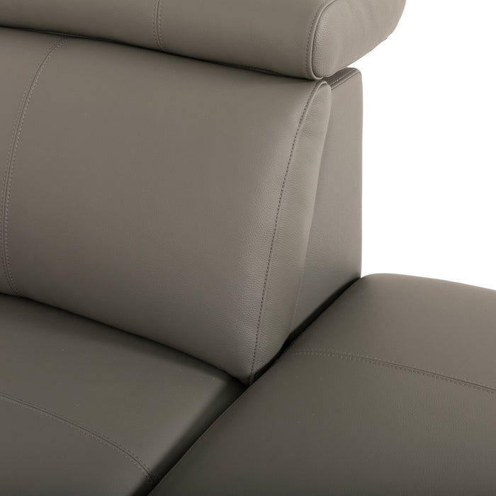 Valentino 3-Piece Right-Facing Genuine Leather Power Reclining Sectional with Adjustable Headrests - Grey