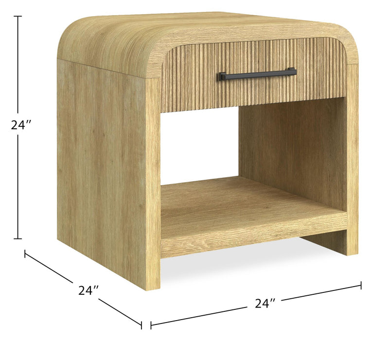 Scott Living Lenore 24” Modern End Table with Storage, Shelf and USB Port - Natural