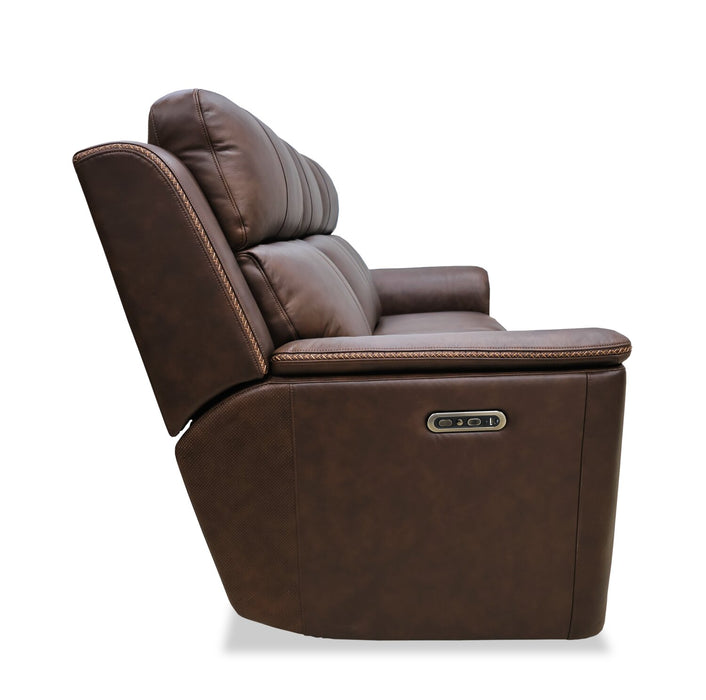 Vibe 85\" Genuine Leather Massage Power Reclining Sofa with Immersive Audio and Power Headrests - Brown