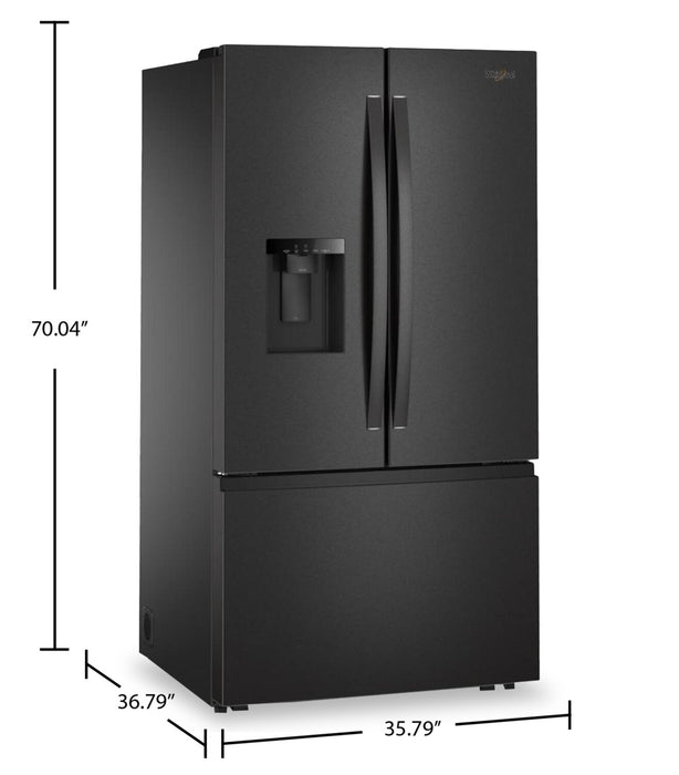 Whirlpool 36\" 30 Cu. Ft. French-Door Refrigerator with Ice and Water - Black Stainless Steel - WRFF3536SV