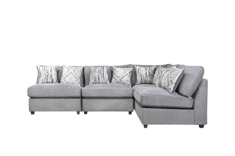 Scott Living Evolve Modular 4-Piece Linen-Look Fabric Sectional with Feather Down Cushions - Grey