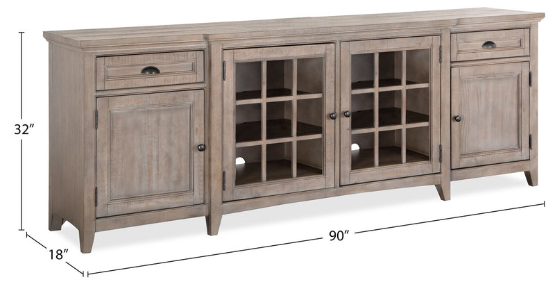 Wesley 90\" Traditional TV Stand with Storage and Cable Management for TVs up to 95\" - Dovetail Grey