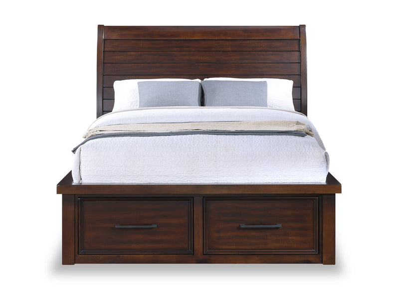 Sonoma Platform Two-Sided Storage Bed with Headboard & Frame, Mango Brown - Full Size