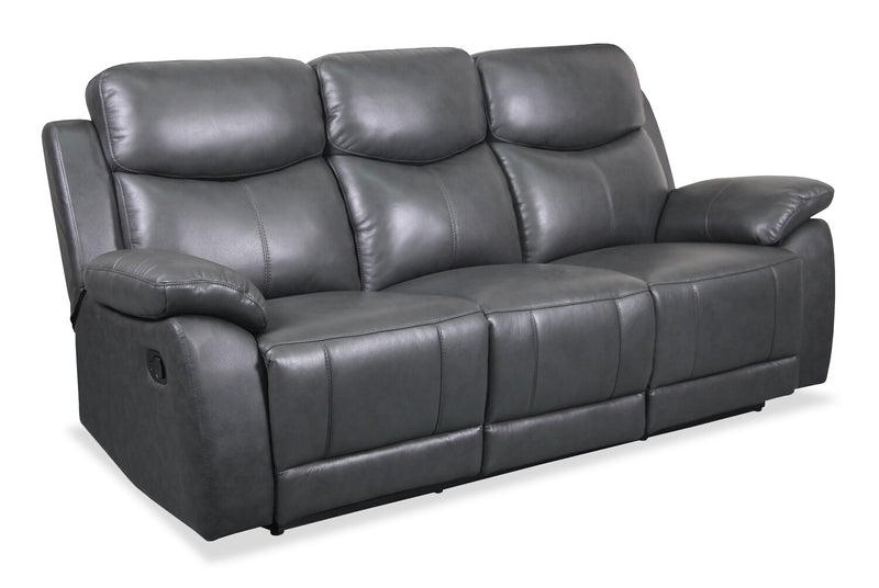 Cornell 84.65\" Top-Grain Genuine Leather Reclining Sofa - Grey