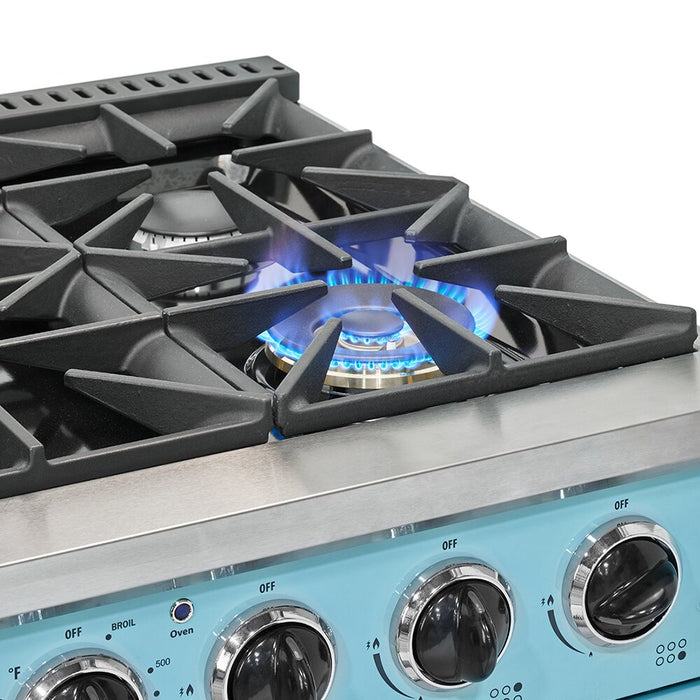 Classic Retro by Unique 36\" 5.2 Cu. Ft. 6-Burner Gas Range with Convection - Ocean Mist Turquoise - UGP-36CR T