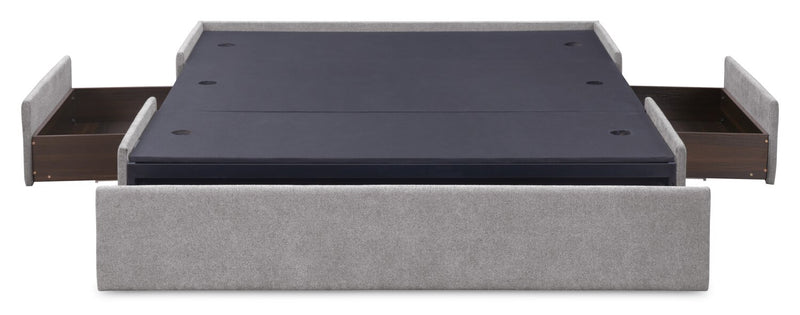 Amos Upholstered Storage Bed Base in Grey Fabric with 3 Built-in Drawers  - King Size