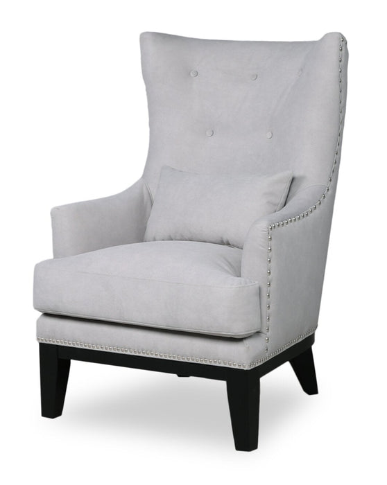 Haden 30\" Faux Suede Fabric Accent Chair with Wood Base and Nailhead Trim - Walks Dove Grey