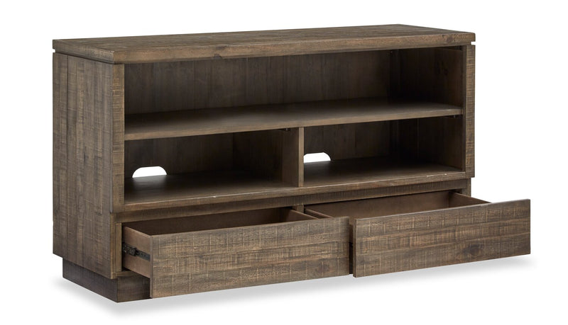 Elm 52” Rustic Pine Sofa Table with Storage and Cable Management - Brown