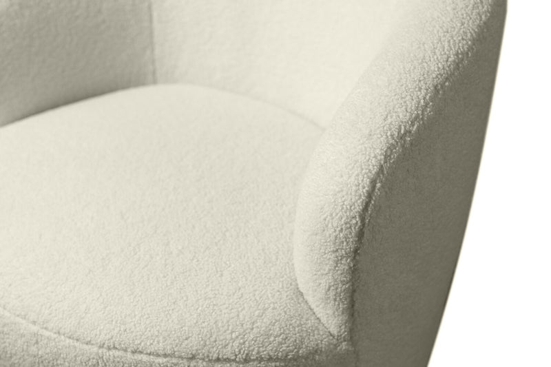 Ivie 28.7\" Chenille Boucle Fabric Curved Swivel Accent Chair - White