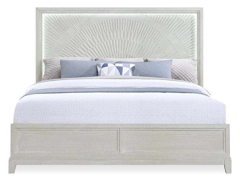 Vida 6pc Bedroom Set with Panel Bed, Dresser, Mirror & Nightstand, Sand - King Size