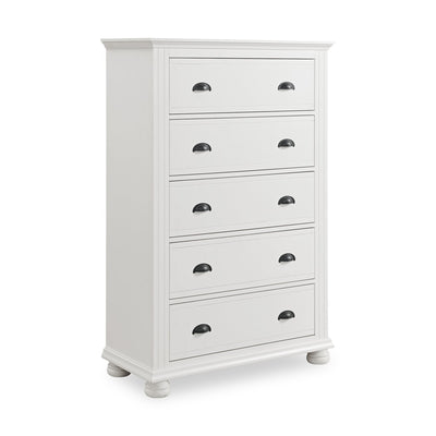 Ella Bedroom Chest of Drawers, 5-Drawer, 36"W x 53"H -  White | Commode verticale de chambre à coucher Ella de 36 po (L) x 53 po (H) à 5 tiroirs - blanche