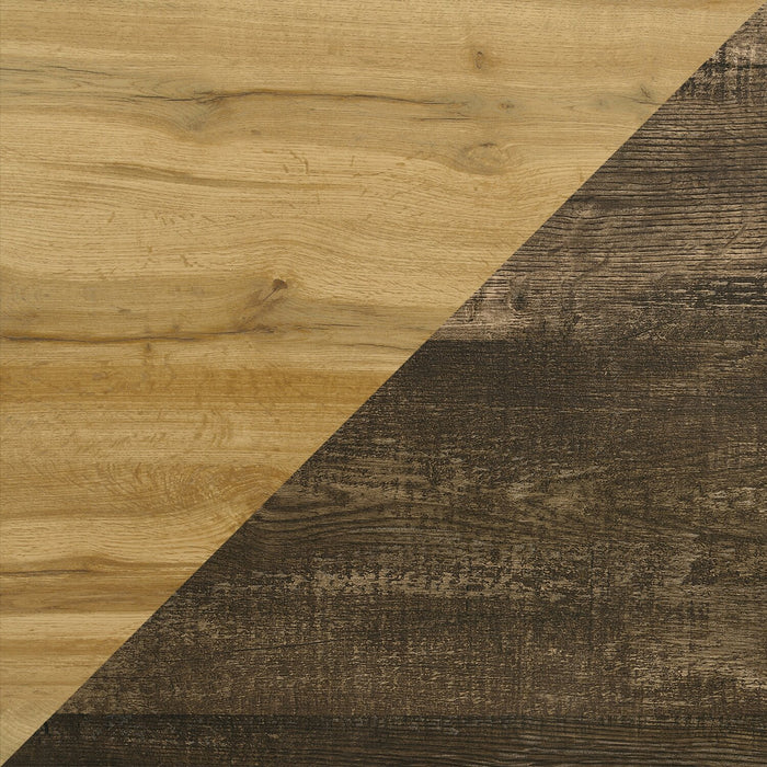 Silas 5pc Bedroom Set with Platform Bed, Dresser & Mirror, LED, Rustic Brown - Full Size