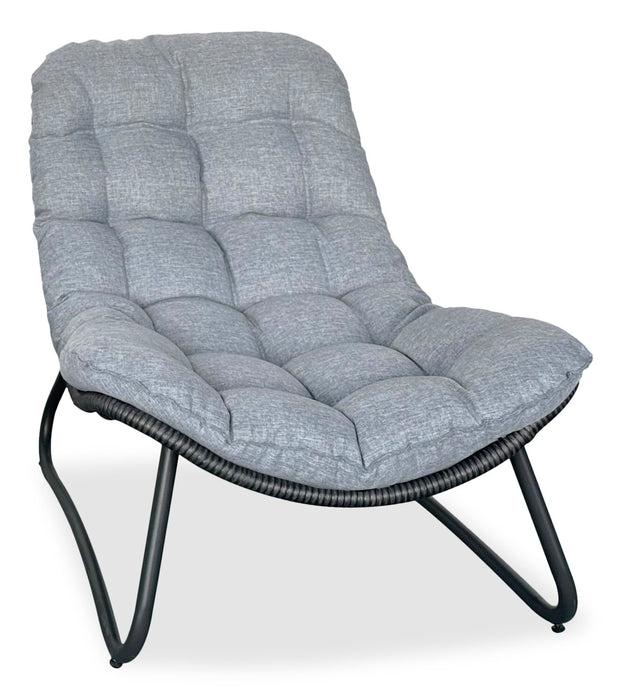 Oslo 3-Piece Outdoor Patio Conversation Set with 2 Lounger Chairs & Coffee Table - Resin Wicker & Metal, UV & Weather Resistant - Grey