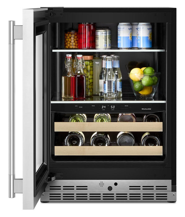 KitchenAid 24\" Beverage Centre with Wood-Front Racks – PrintShield™ Stainless Steel - KUBL524SPS