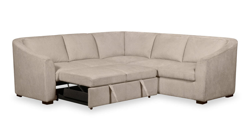 Envy 2-Piece Left-Facing Chenille Fabric Sleeper Sectional - Almond Beige