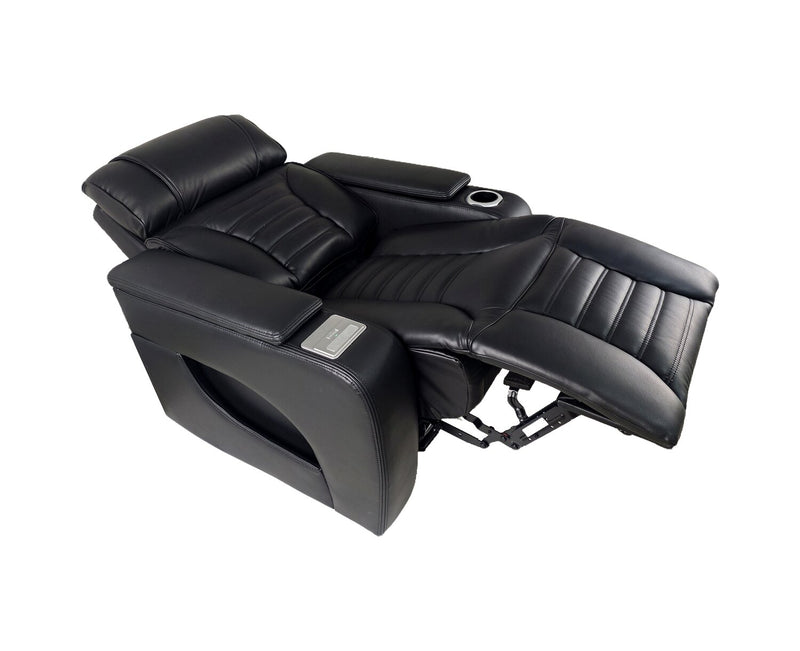Zen 40\" Leather-Look Fabric Power Reclining Massage Chair with Power Headrest and Heated Seat - Black