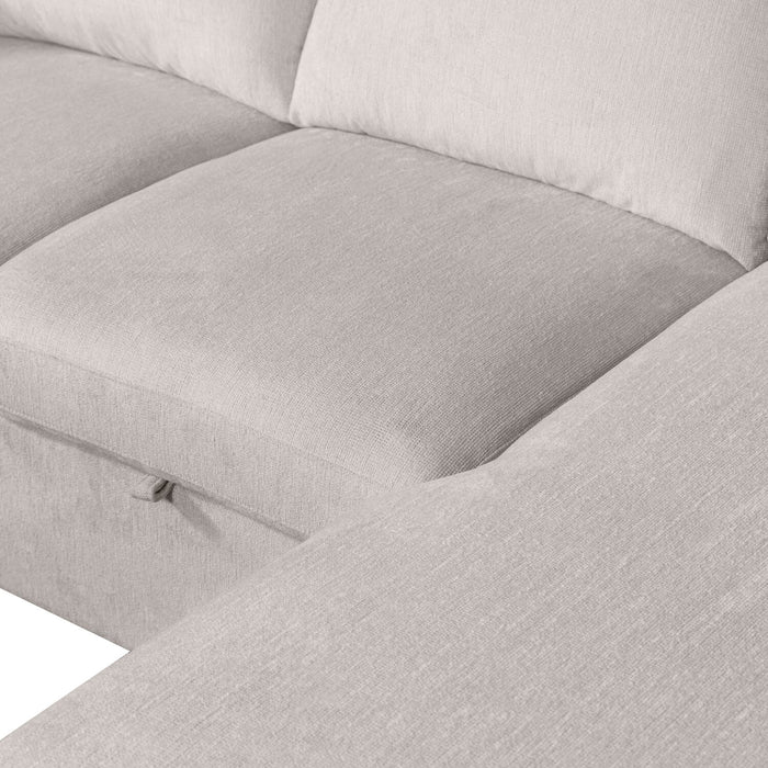 Envy 2-Piece Right-Facing Chenille Fabric Sleeper Sectional with Storage Chaise - Fog Grey