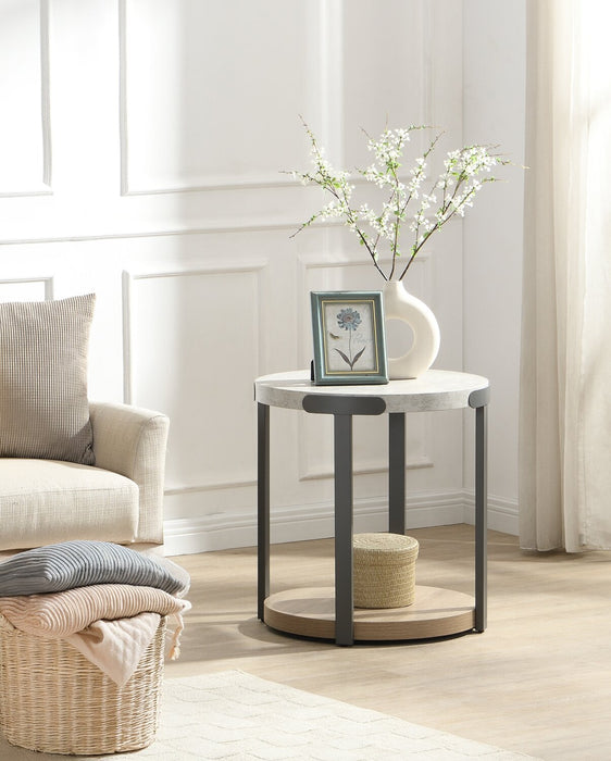 Felicity 22\" Round End Table with Shelf - Grey