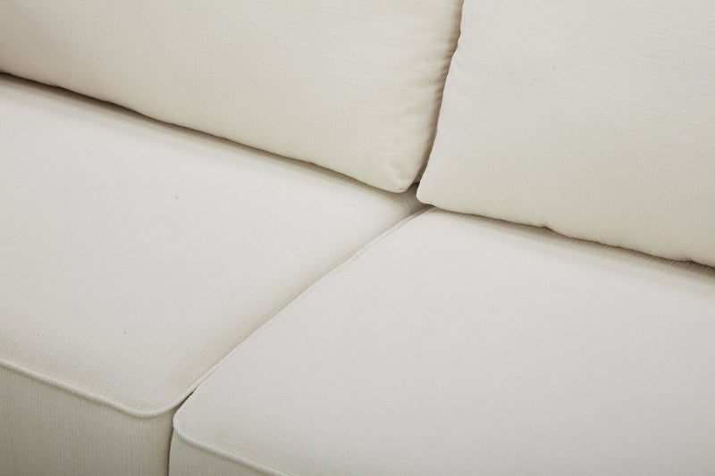 Cindy Crawford Home Gena 78.7\" Linen-Look Fabric Condo Size Sofa with Removable Back Cushions - Cotton White