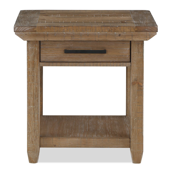 Cedar 24\" Rustic End Table with Storage Drawer – Natural Pine