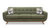 Kort & Co. Freeman 88\" Linen-Look Fabric Sofa with Wood Base and Tufted Back Cushions - Avocado Green
