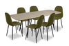 Joss 7pc Dining Set with Table & 6 Chairs - 63-86.5\"W Butterfly Extension, Metal  - Natural/Green