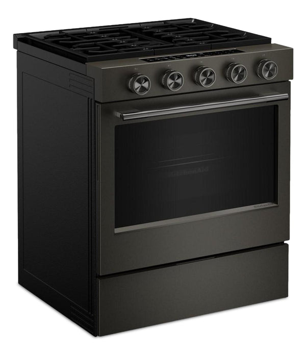 KitchenAid 30\" 5.0 Cu. Ft. Slide-in Gas Range with Convection Modes - Black Ore - KSGS530SBE