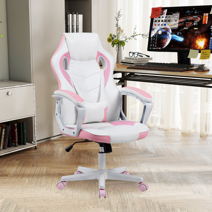 Velocity 24\" Ergonomic Gaming Chair - White & Pink