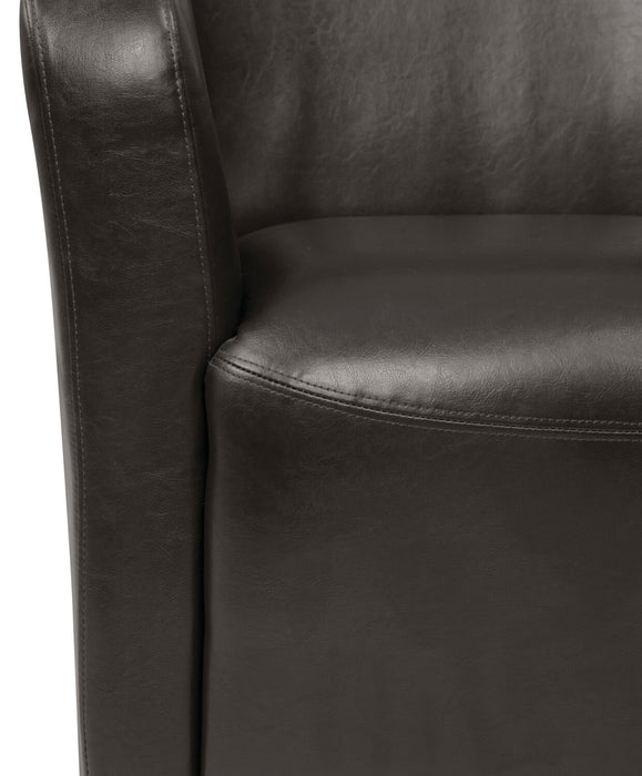 Zello 29.92\" Faux Leather Accent Chair with Wood Legs - Brown