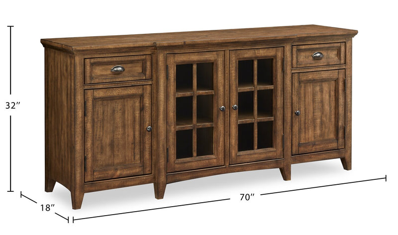 Wesley 70\" Traditional TV Stand with Storage and Cable Management for TVs up to 75\" - Toasted Nutmeg