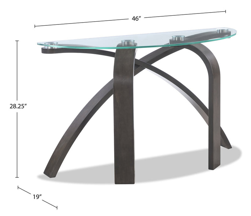 Jorja 46\" Modern Glass Top Sofa Table - Brown with Bentwoood Legs