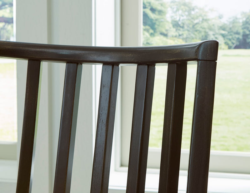 Shaw Dining Chair with Polyester Fabric, Slat-Back - Black