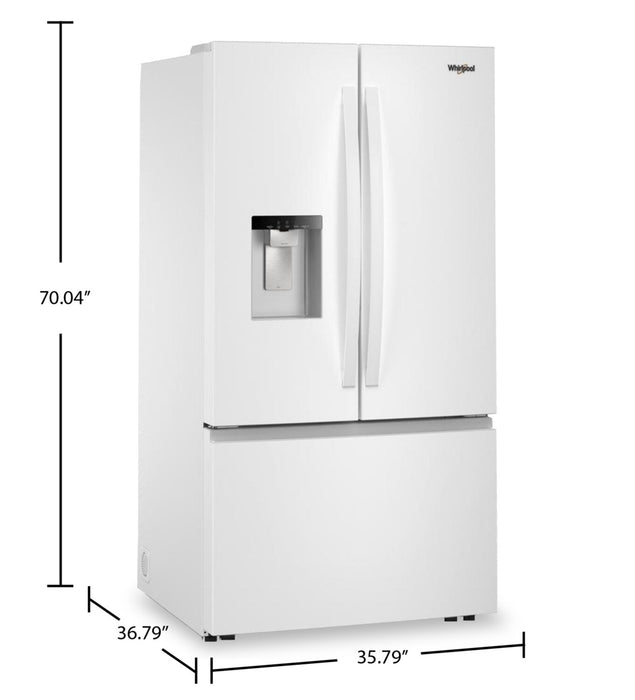 Whirlpool 36\" 30 Cu. Ft. French-Door Refrigerator with Ice and Water - White - WRFF3536SW