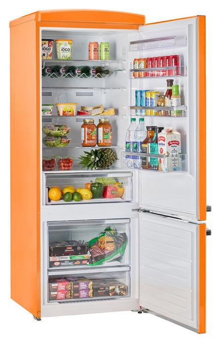 Unique Classic Retro 28\" 17 Cu Ft. Bottom Mount Refrigerator - Orange - UNQ-455L O AC