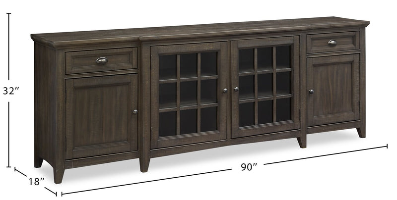 Wesley 90\" Traditional TV Stand with Storage and Cable Management for TVs up to 95\" - Graphite