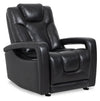 Kenzo 35\" Leather-Look Fabric Power Gliding Reclining Chair with Power Headrest, Footrest and USB Port - Black