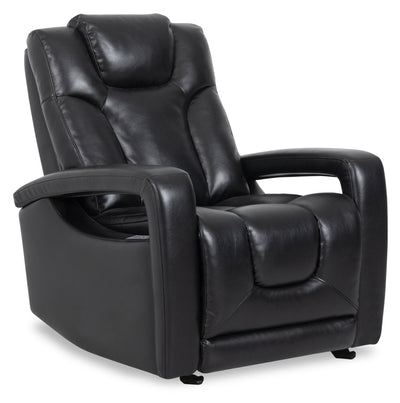 Kenzo 35" Leather-Look Fabric Power Gliding Reclining Chair with Power Headrest, Footrest and USB Port - Black | Fauteuil à inclinaison électrique Kenzo de 35 po en tissu d’apparence cuir avec appuie-tête électrique, repose-pieds et port USB - noir