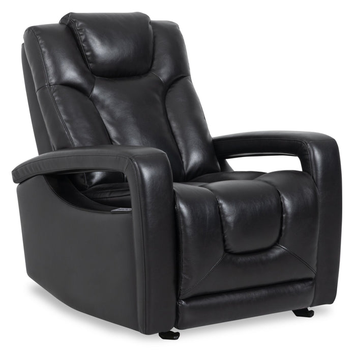 Kenzo 35\" Leather-Look Fabric Power Gliding Reclining Chair with Power Headrest, Footrest and USB Port - Black