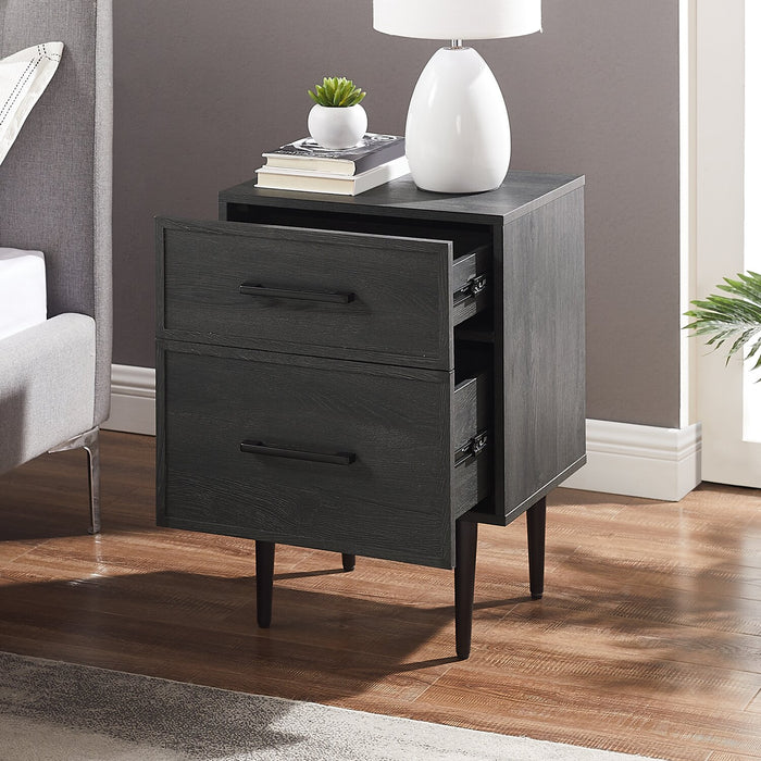Brax Bedside 2-Drawer Nightstand, 18\"W x 25.75\"H - Black