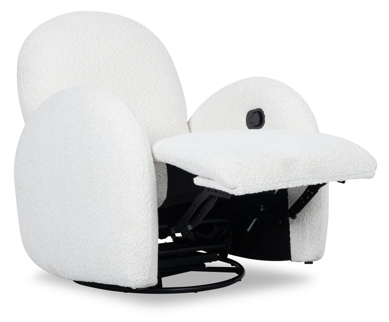 Shay 33\" Chenille Fabric Swivel Glider Reclining Accent Chair - River Rock Beige