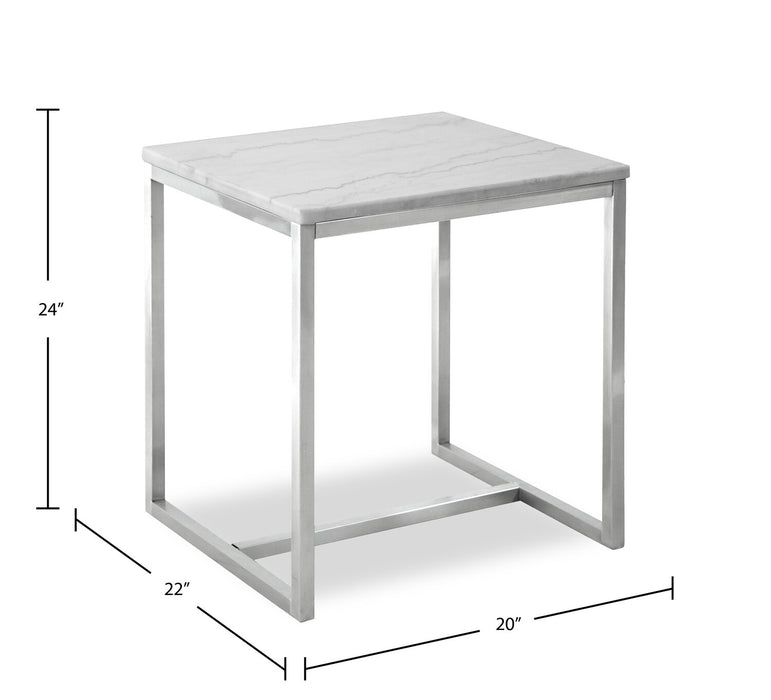Sampson 20\" Modern Marble End Table - White
