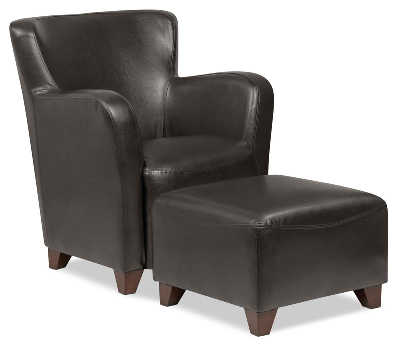 Zello 29.92\" Faux Leather Accent Chair with Wood Legs - Brown