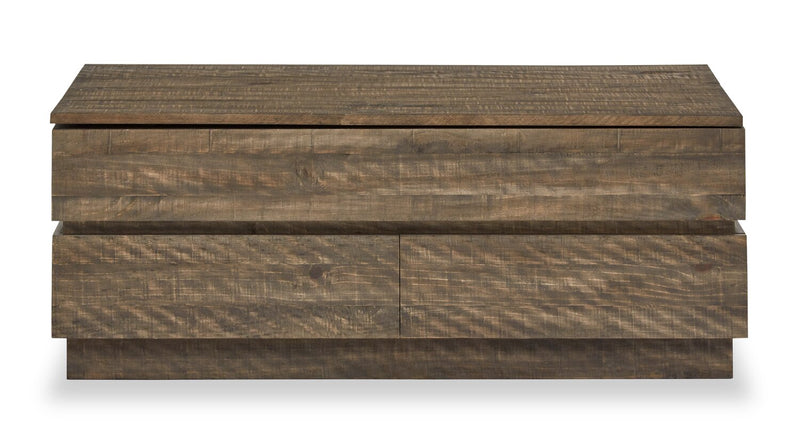 Elm 48” Rustic Pine Lift Top Coffee Table with Storage and Casters - Brown