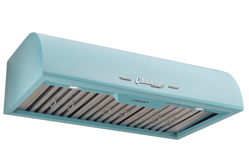 Classic Retro by Unique 36\" 700 CFM Under-Cabinet Range Hood - Ocean Mist Turquoise - UGP-36CR RH T