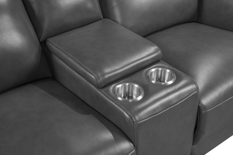 Chateau d’Ax Angelo 75.59\" Genuine Leather Power Reclining Loveseat with Power Headrests - Grey