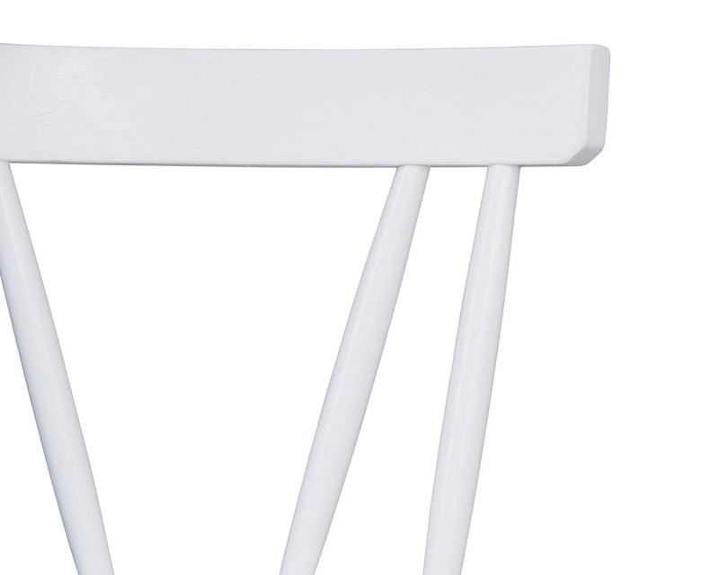 Remi Dining Chair with Curved Slat-Back - White